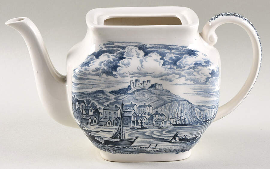 Historical Ports of England Blue Teapot No Lid by England-1