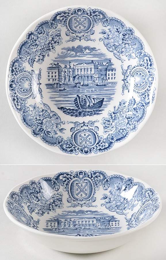 Historical Ports of England Blue Fruit/Dessert (Sauce) Bowl by England-1