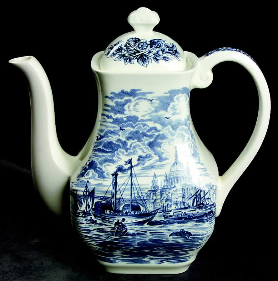 Historical Ports of England Blue Coffee Pot & Lid by England-1