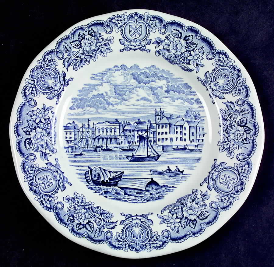 Historical Ports of England Blue Dessert/Pie Plate by England-1