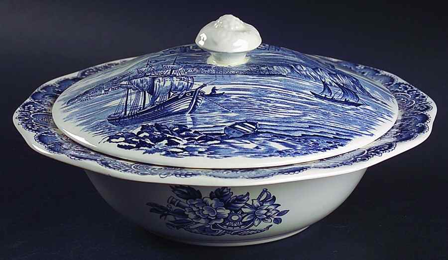 Historical Ports of England Blue Round Covered Vegetable by England-1