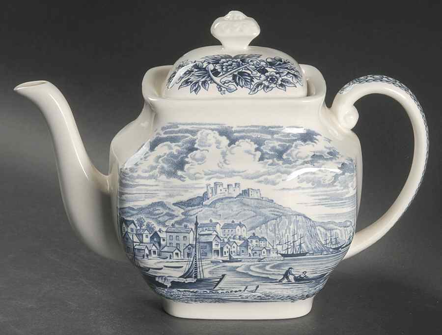 Historical Ports of England Blue Teapot & Lid by England-1