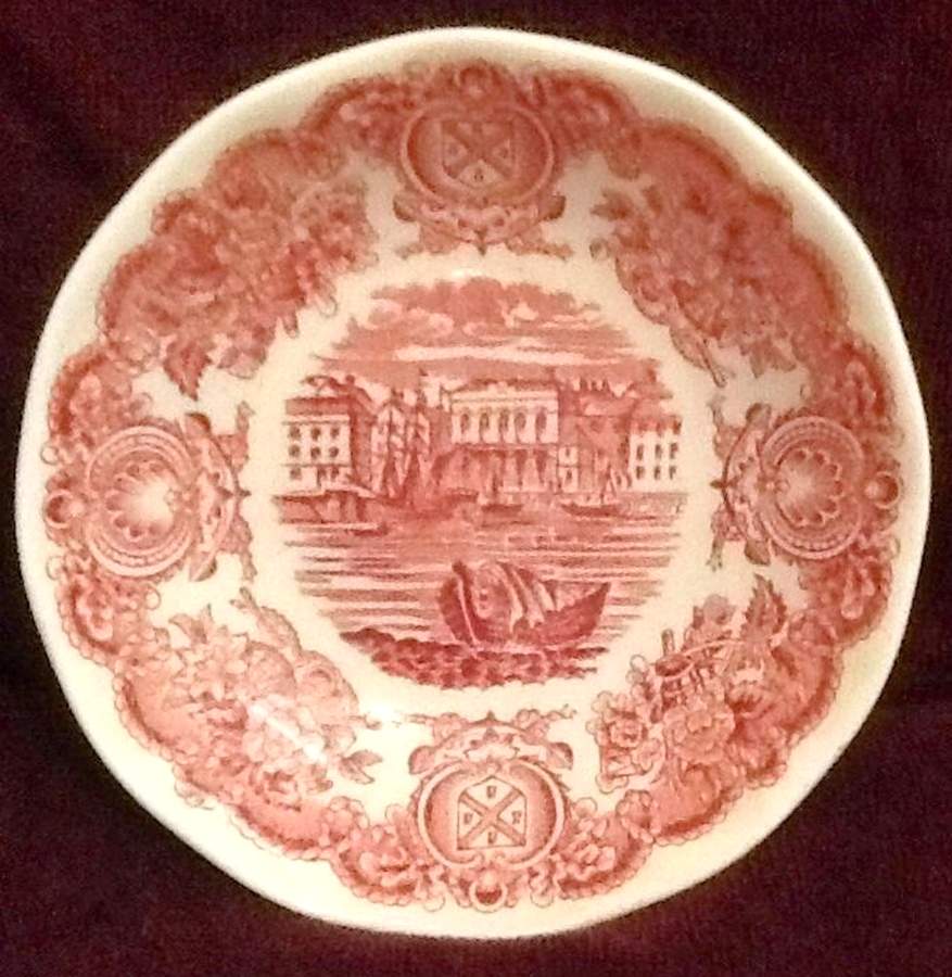 Historical Ports of England Pink Fruit/Dessert (Sauce) Bowl by England-1