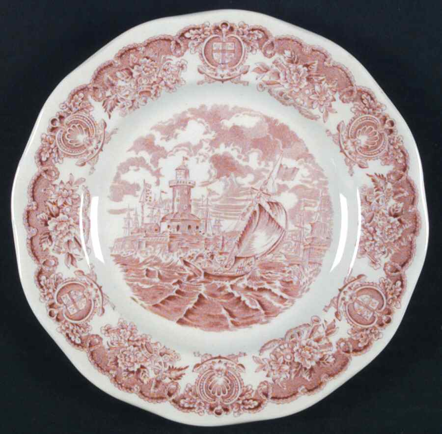 Historical Ports of England Pink Salad Plate by England-1