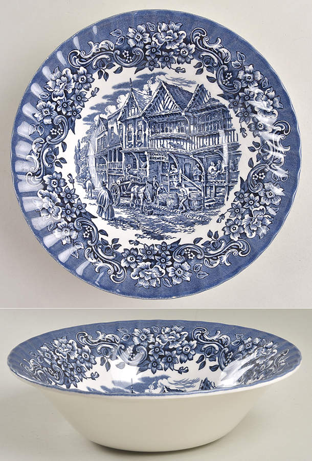 Red River Blue 9" Round Vegetable Bowl by England-1