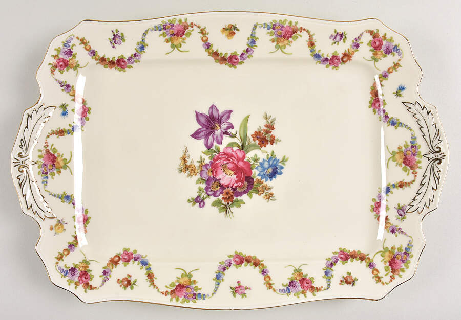 9954-9195 (Cream, Emboss Groove Edge) 14" Rectangular Serving Platter by Epiag-1