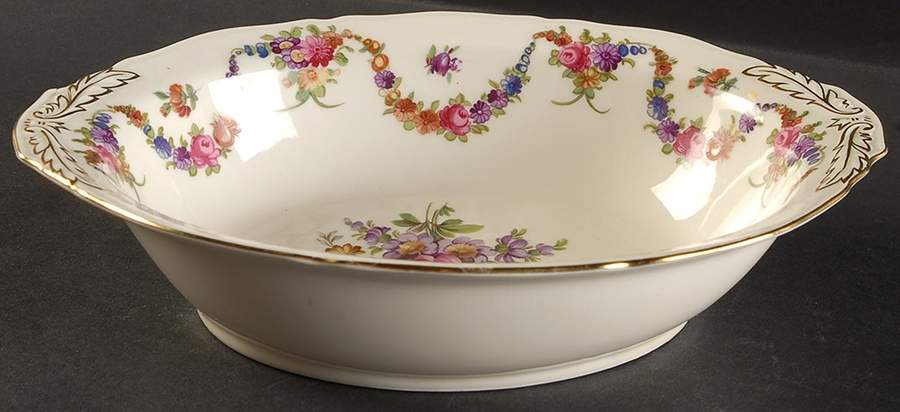 9954-9195 (Cream, Emboss Groove Edge) 9" Oval Vegetable Bowl by Epiag-1