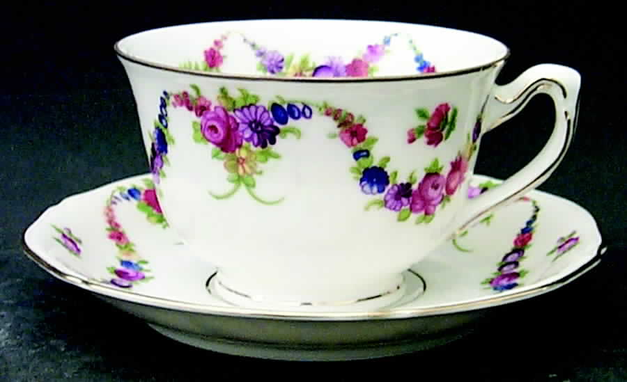 9954-9195 (White, Emboss Groove Edge) Footed Cup & Saucer Set by Epiag-1