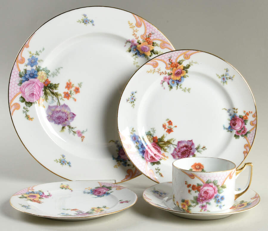 Bridal Rose (White Background) 5 Piece Place Setting by Epiag-1