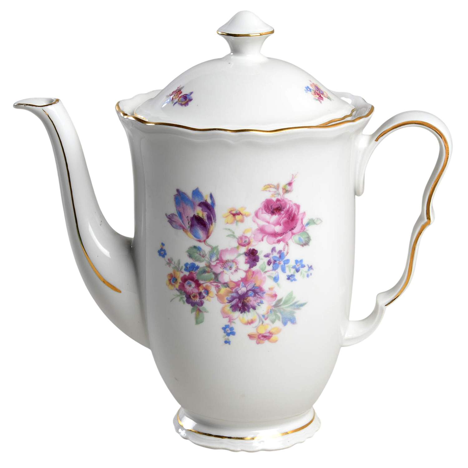 Bridal Rose (White Background) Coffee Pot & Lid by Epiag-1