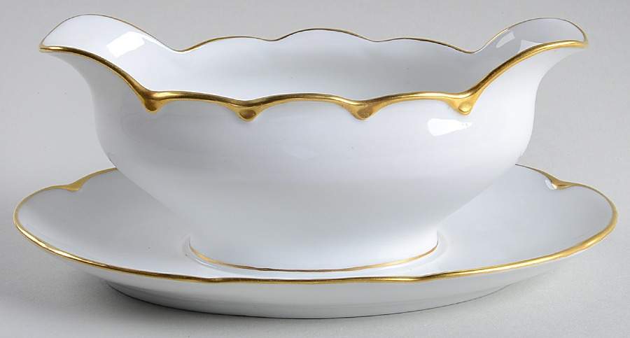 Coin Gold Alaska Gravy Boat with Attached Underplate by Epiag-1