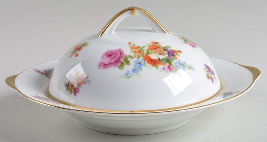 Dresdene (No Gold Filigree) Round Covered Butter by Epiag-1