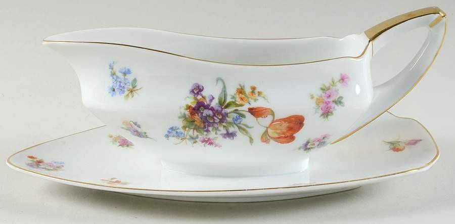 Dresdene (No Gold Filigree) Gravy Boat with Attached Underplate by Epiag-1