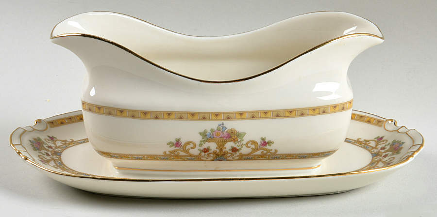 Moresque (Cream) Gravy Boat with Attached Underplate by Epiag-1