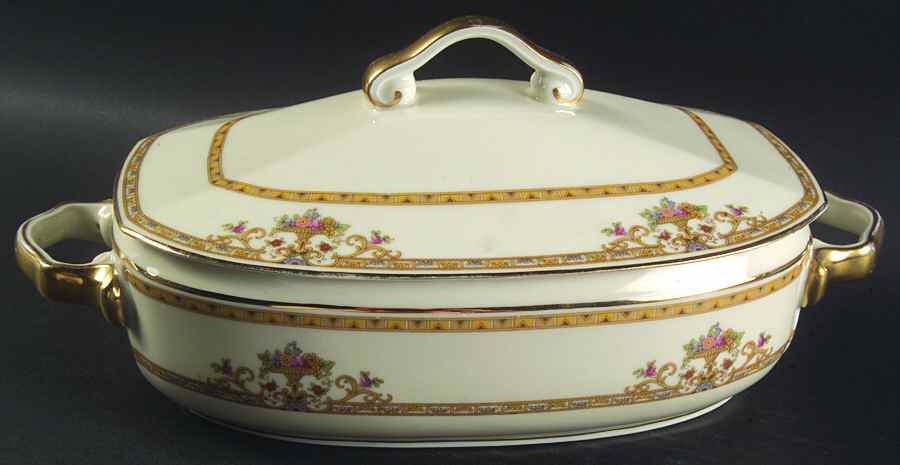 Moresque (Cream) Oval Covered Vegetable by Epiag-1