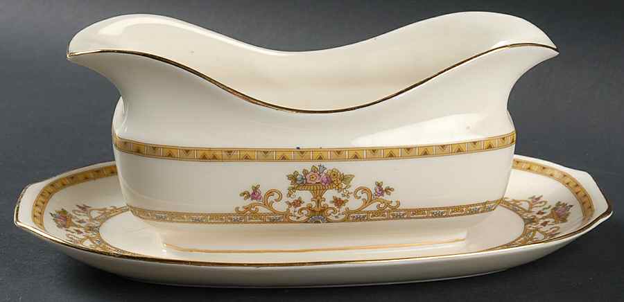 Moresque (Cream) Gravy Boat with Attached Underplate by Epiag-1