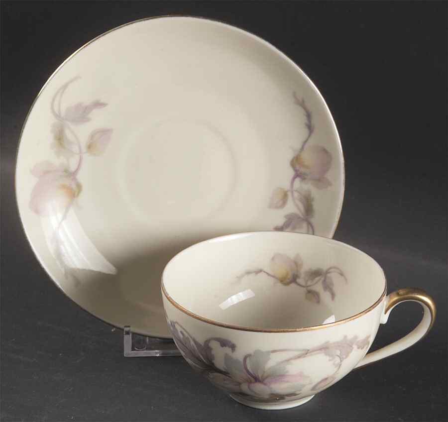 Pastelle (Cream Background, Smooth) Flat Cup & Saucer Set by Epiag-1