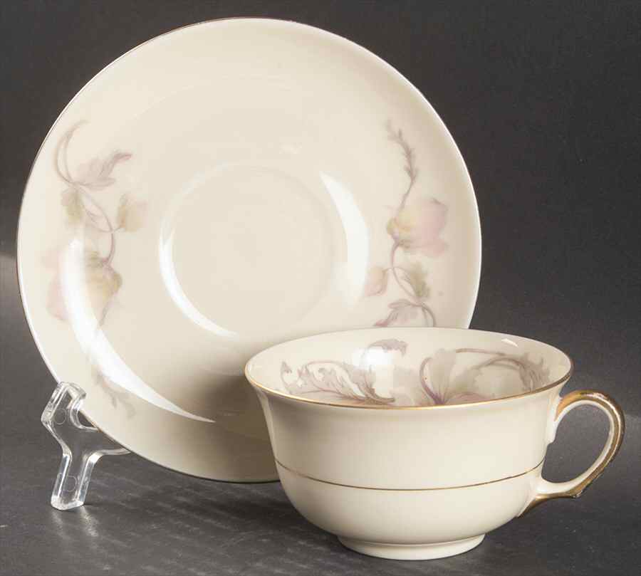 Pastelle (Cream Background, Smooth) Flat Cup & Saucer Set by Epiag-1