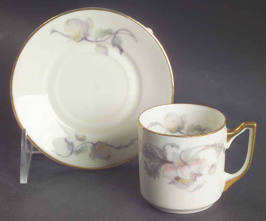 Pastelle (Cream Background, Smooth) Flat Demitasse Cup & Saucer Set by Epiag-1