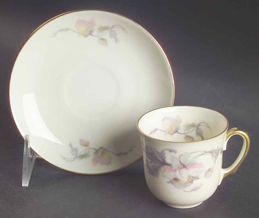 Pastelle (Cream Background, Smooth) Flat Demitasse Cup & Saucer Set by Epiag-1