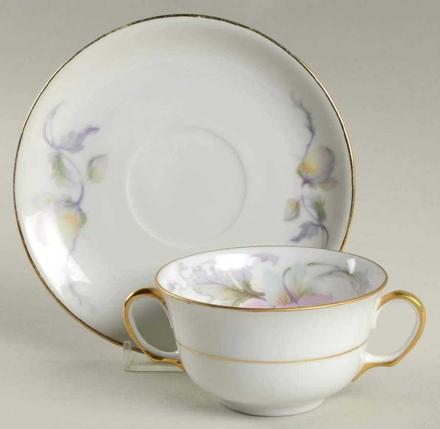 Pastelle (White Background) Flat Bouillon Cup & Saucer by Epiag-1