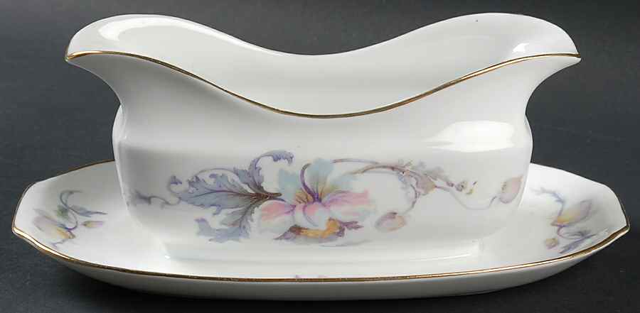 Pastelle (White Background) Gravy Boat with Attached Underplate by Epiag-1