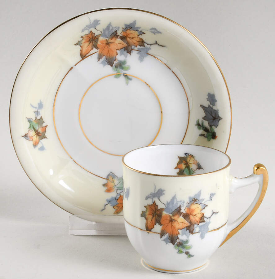Silver Maple (Gold) Flat Demitasse Cup & Saucer Set by Epiag-1