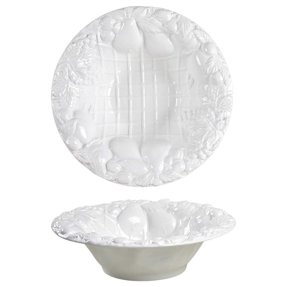 Embossed White Large Fruit Bowl by Epoch-1