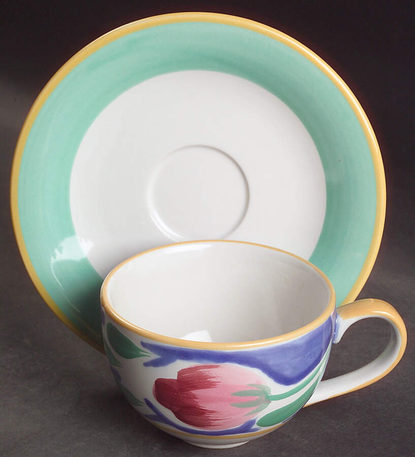 Italian Garden Flat Cup & Saucer Set by Epoch-1