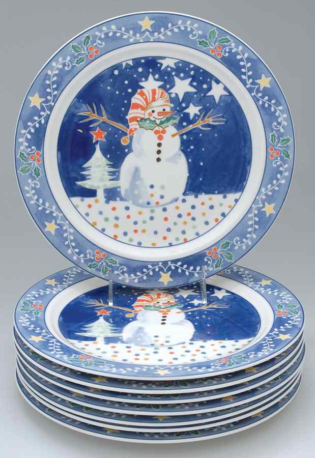 Mr Snowman Dinner Plate - Set of 8 by Epoch-1