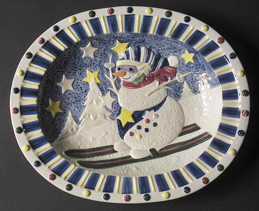Mr Snowman 14" Sculpted Platter by Epoch-1