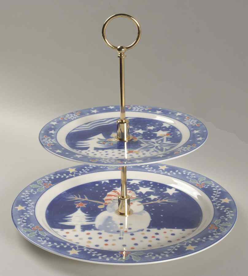 Mr Snowman 2 Tiered Serving Tray (Dinner & Salad Plate) by Epoch-1