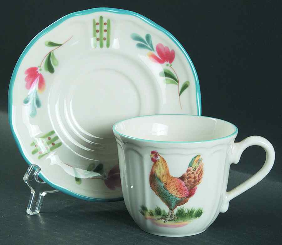 Red Rooster Flat Cup & Saucer Set by Epoch-1
