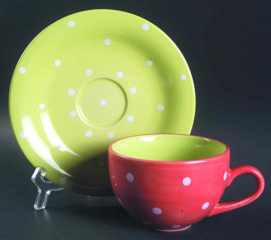 Spinners Lime Flat Cup & Saucer Set by Epoch-1