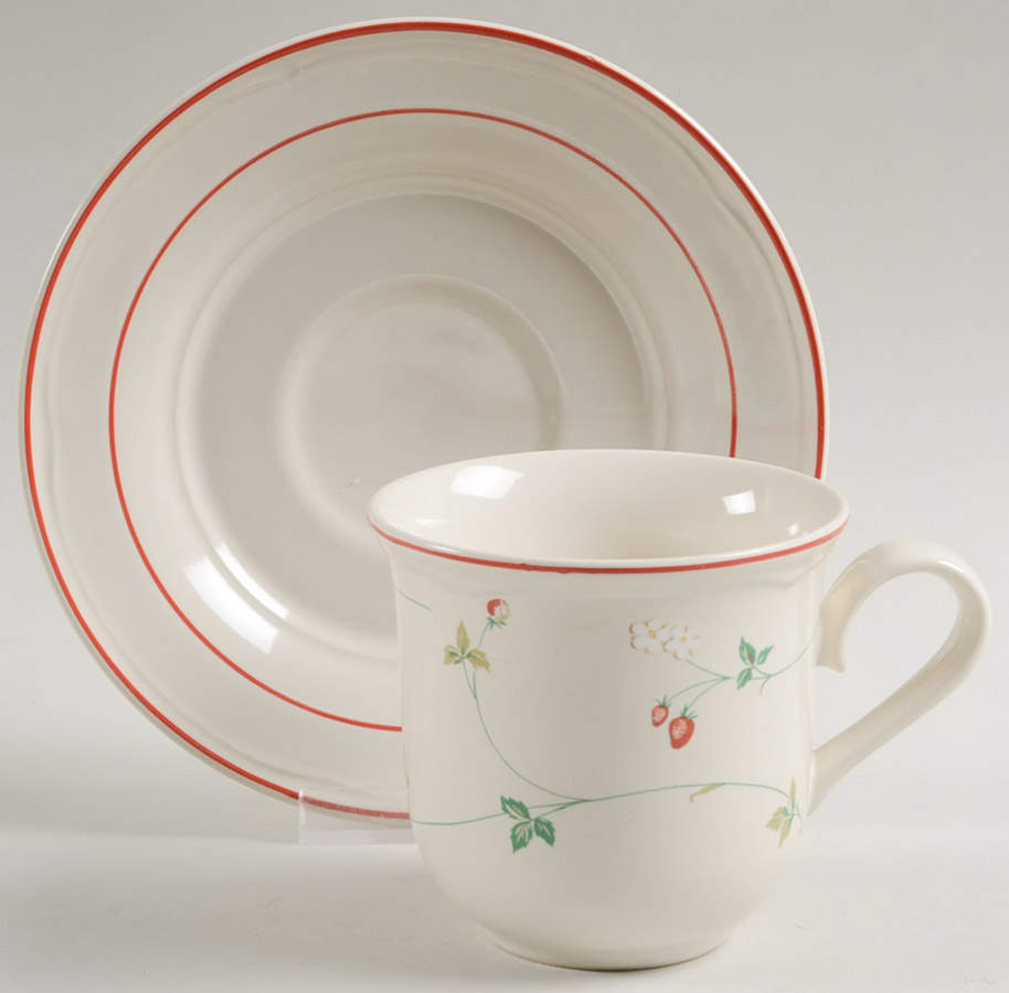 Strawberry Time Flat Cup & Saucer Set by Epoch-1