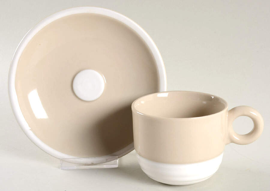 Whipped Cream Beige Flat Cup & Saucer Set by Epoch-1
