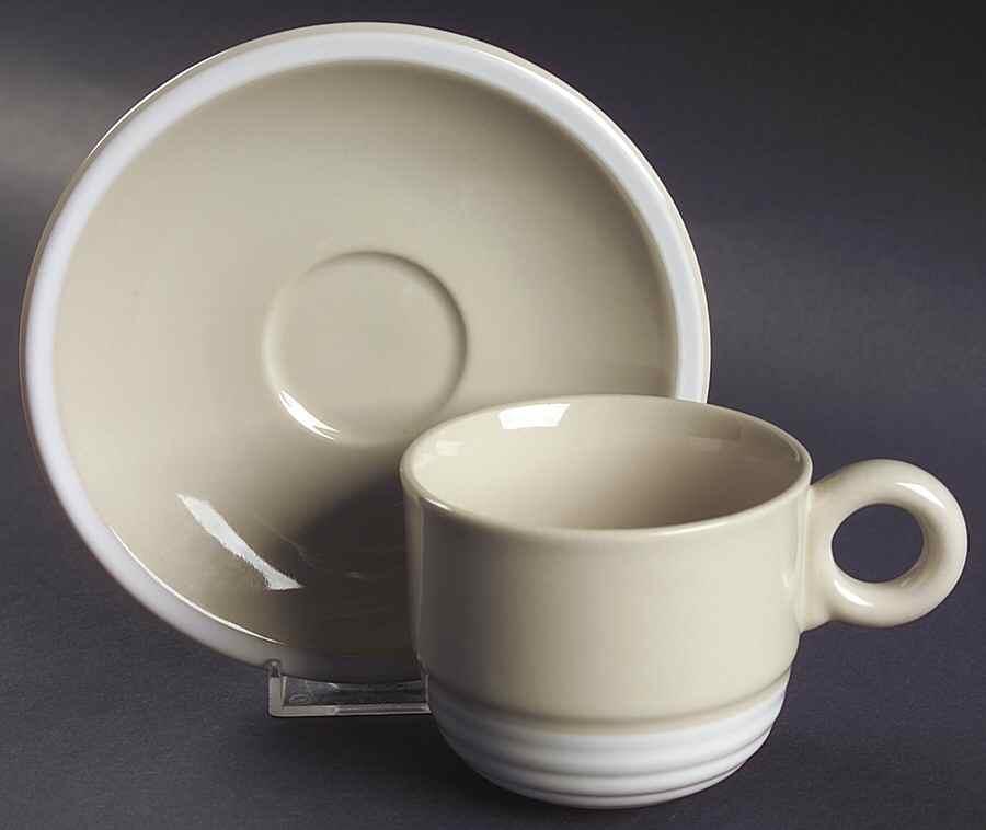 Whipped Cream Beige Flat Cup & Saucer Set by Epoch-1