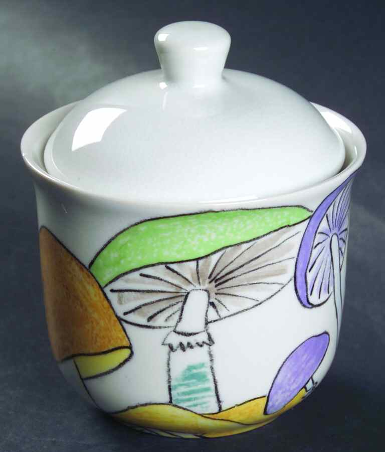 Mushrooms Sugar Bowl & Lid by Ernestine-1