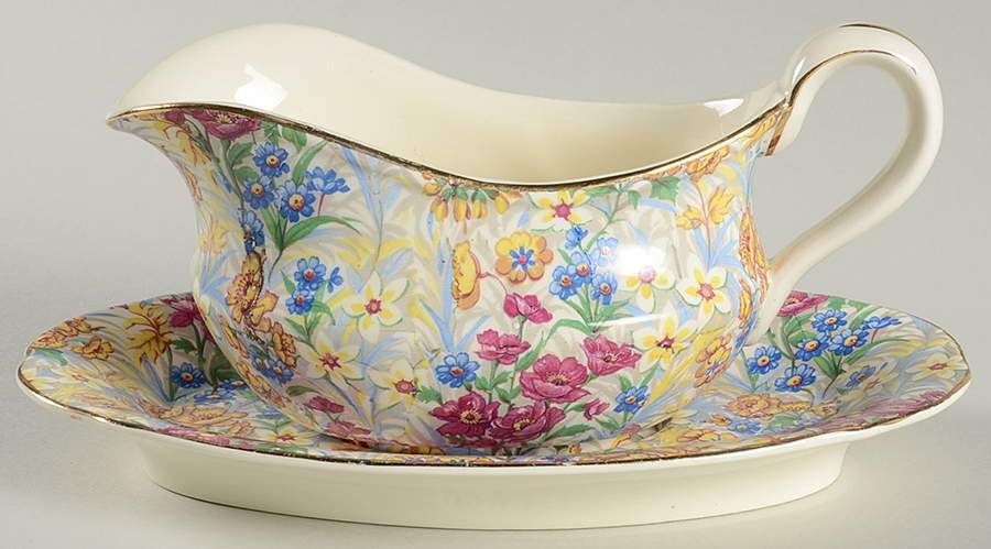 Sussex Cheery Chintz Gravy Boat & Underplate by Erphila-1