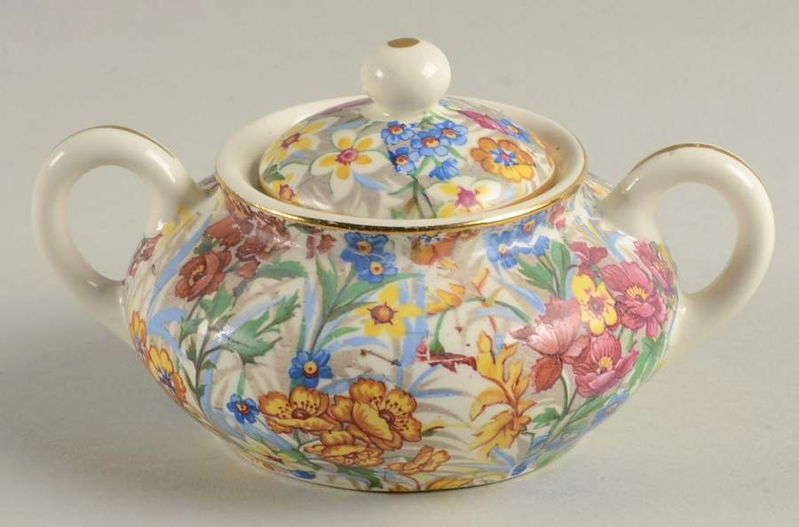 Sussex Cheery Chintz Mini Sugar Bowl & Lid by Erphila-1
