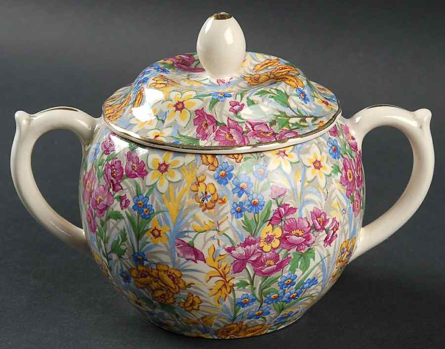 Sussex Cheery Chintz Sugar Bowl & Lid by Erphila-1