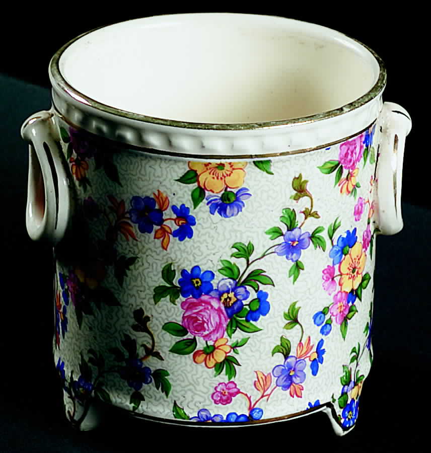 Warwick (Gray Lines, Gold Trim) Small Cachepot by Erphila-1