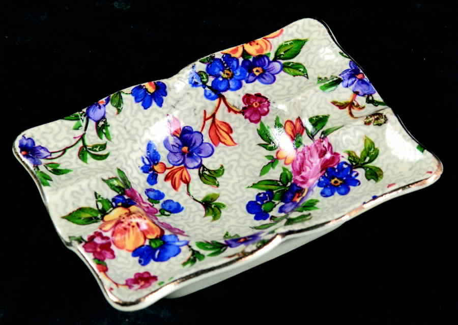 Warwick (Gray Lines, Gold Trim) Small Ashtray by Erphila-1