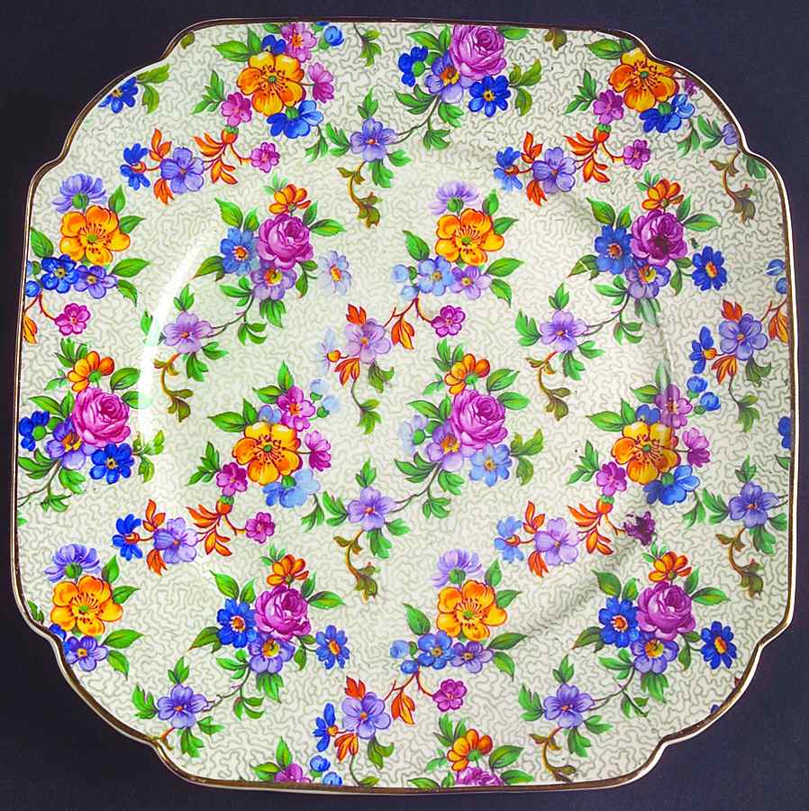 Warwick (Gray Lines, Gold Trim) Square Salad Plate by Erphila-1