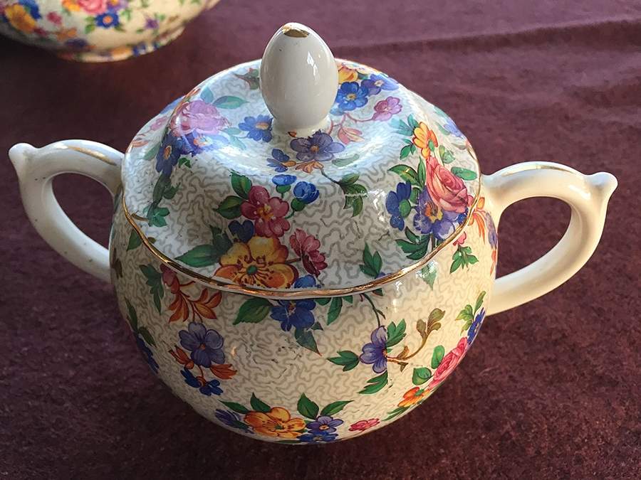 Warwick (Gray Lines, Gold Trim) Sugar Bowl & Lid by Erphila-1