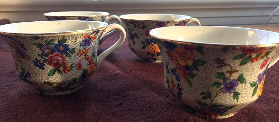 Warwick (Gray Lines, Gold Trim) Footed Cup by Erphila-1