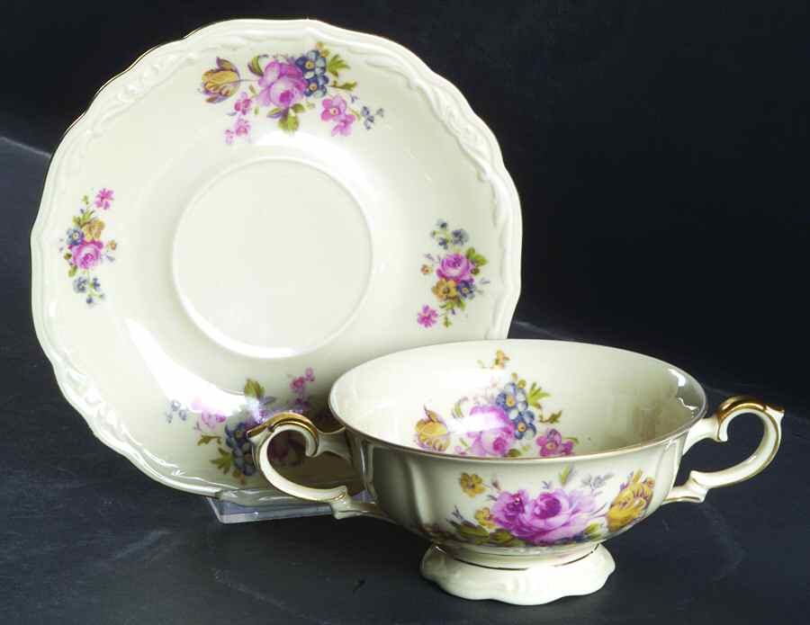 A2048 Footed Cream Soup Bowl & Saucer Set by Eschenbach-1