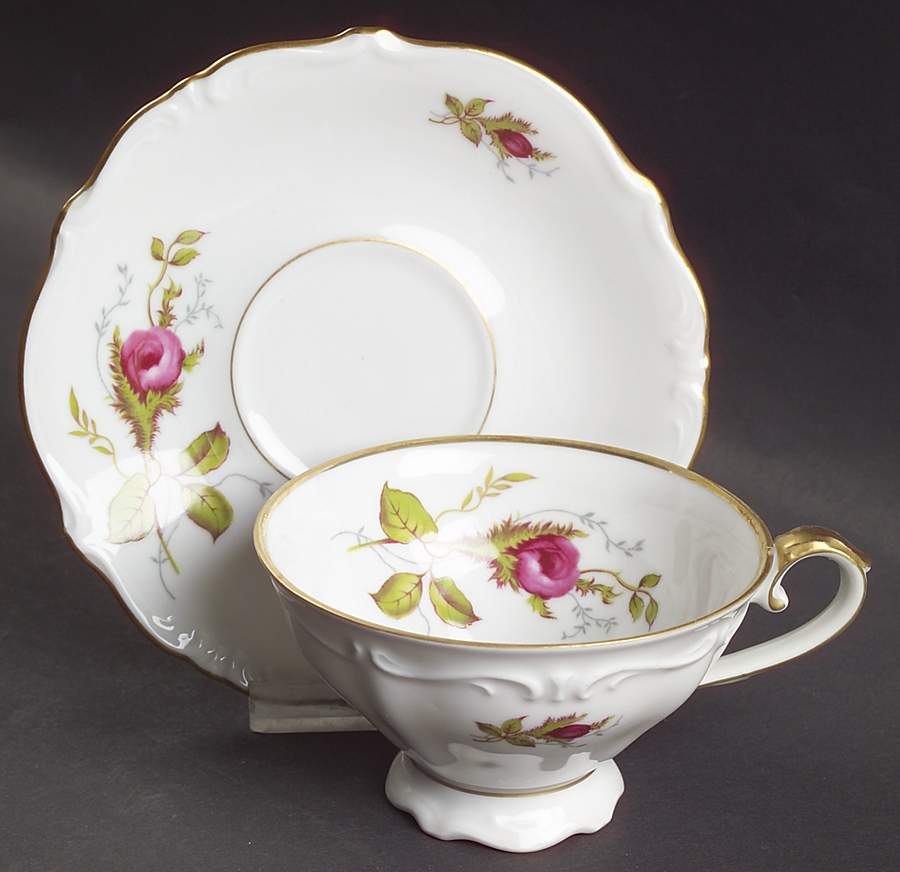 Briar Rose Footed Cup & Saucer Set by Eschenbach-1