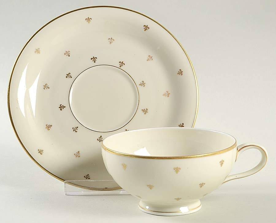 Fleur De Lis Footed Cup & Saucer Set by Eschenbach-1