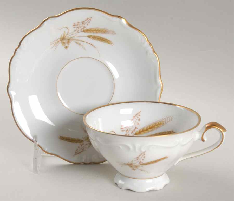 Royal Wheat Footed Cup & Saucer Set by Eschenbach-1